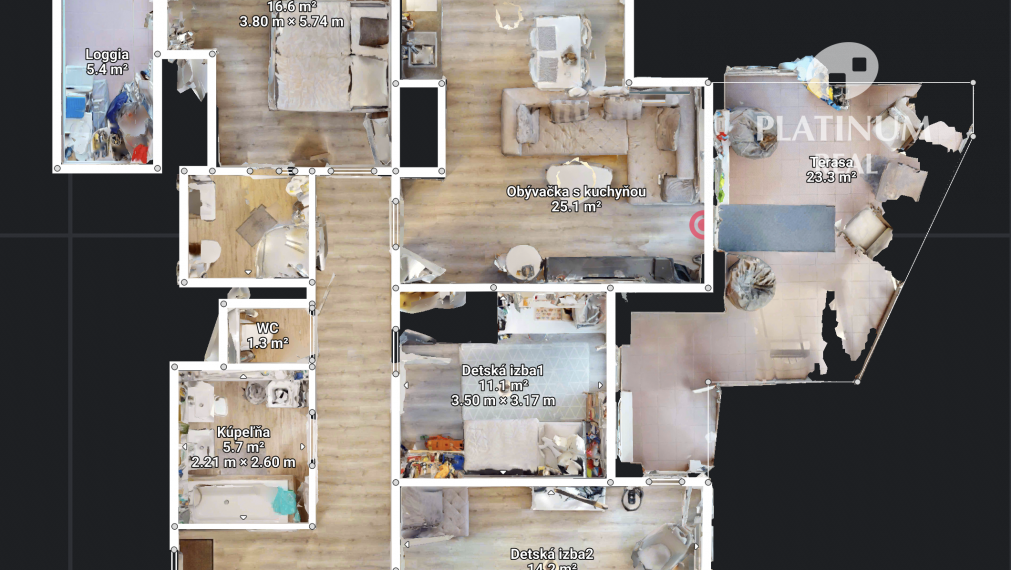 4-izbový byt s parkovaním a 22m2 terasa, Nivy- Jégého ul, 3D prehliadka